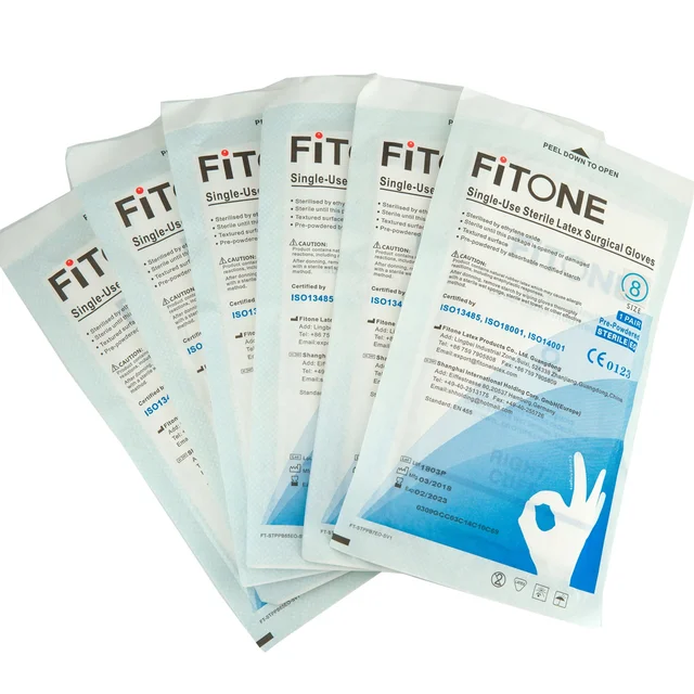 Disposable latex surgical gloves by Scantrik