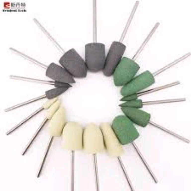 Silicone mounted stone rubber dental bur by Scantrik