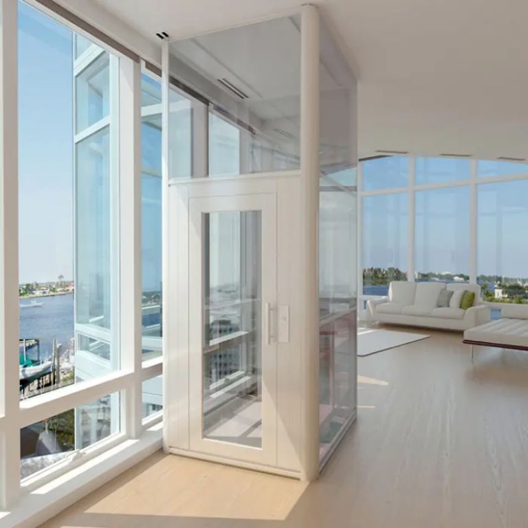 Three-Stop Home Elevator with Glass Cabin by Home lift elevator