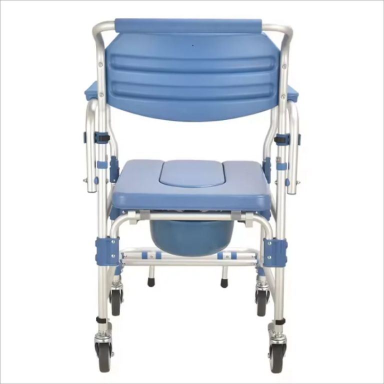 steel commode chair with wheels by Scantrik