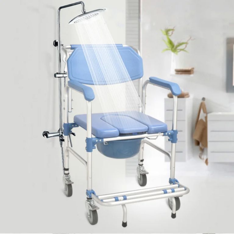 height adjustable commode chair with wheels by Scantrik